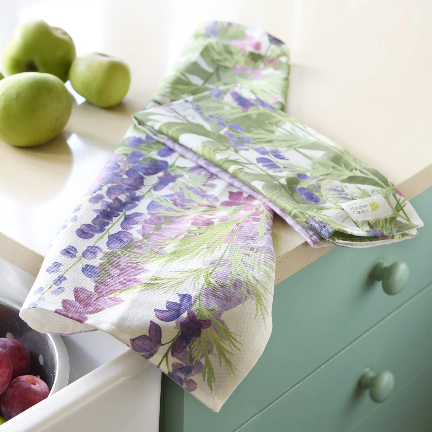 Horatio's Garden 'Meadow' hand painted floral linen tea towel